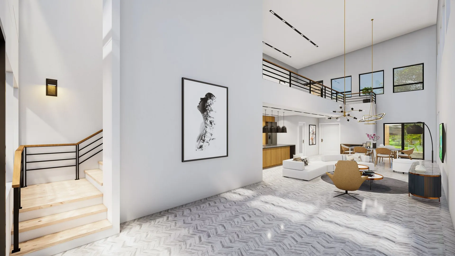HDR real estate photography of a luxury home interior with open living space near The Villages FL